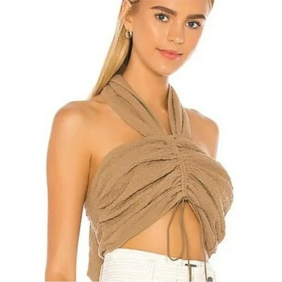 Revolve L'Academie Aliz top coco brown ruched size XS - Picture 2 of 7